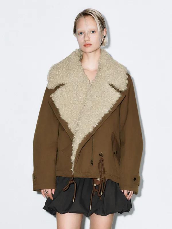 Wide Fur Lapel Padded Coats made by Urban Revivo