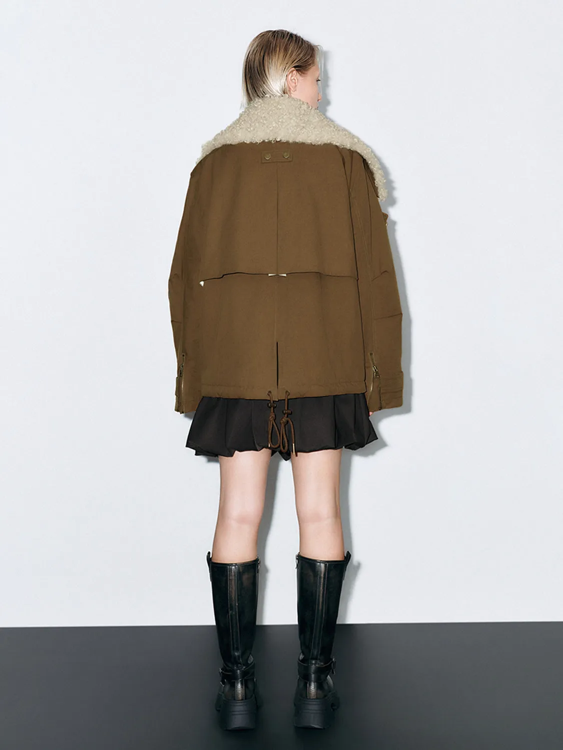 Wide Fur Lapel Padded Coats sold by Urban Revivo product image thumbnail 2