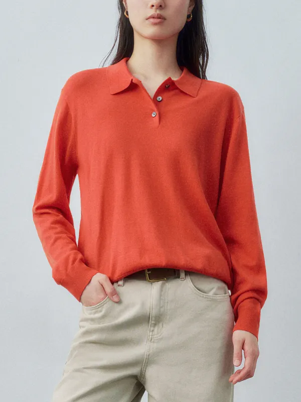 Polo Loose Long Sleeve Knitted T-Shirts sold by Urban Revivo