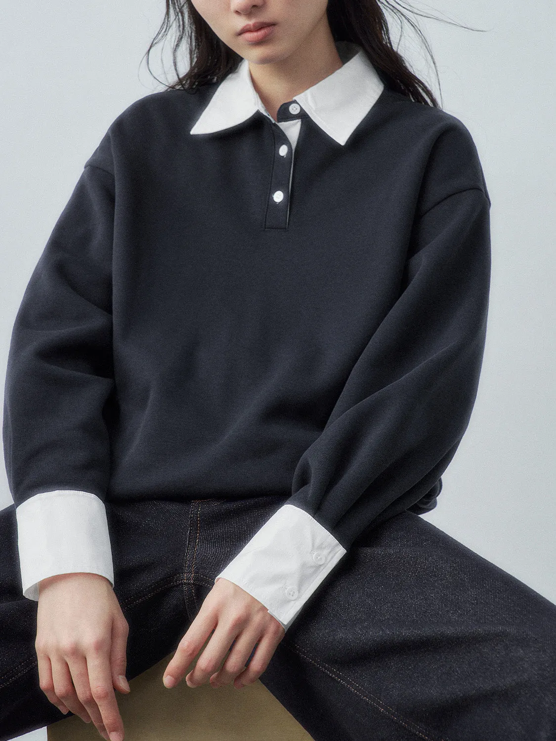 Shirt Collar Loose Sweatshirts sold by Urban Revivo product image thumbnail 2