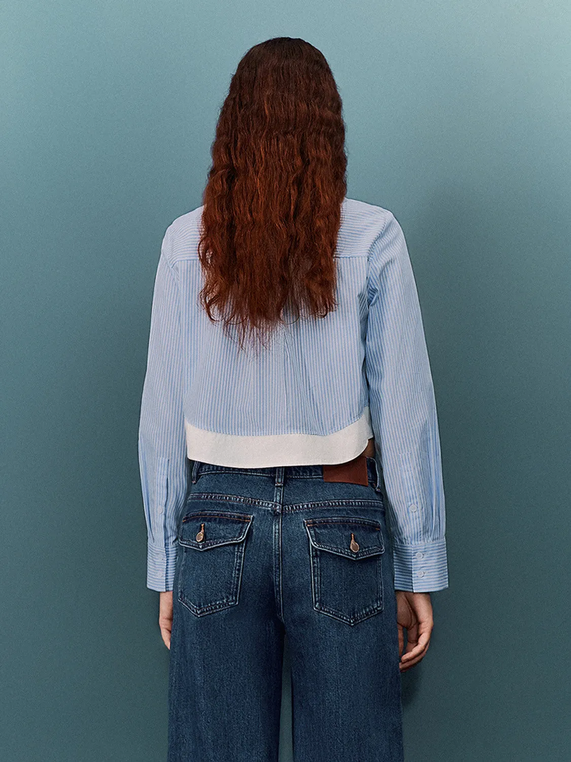 Striped Cropped Long Sleeve Shirts sold by Urban Revivo product image thumbnail 2