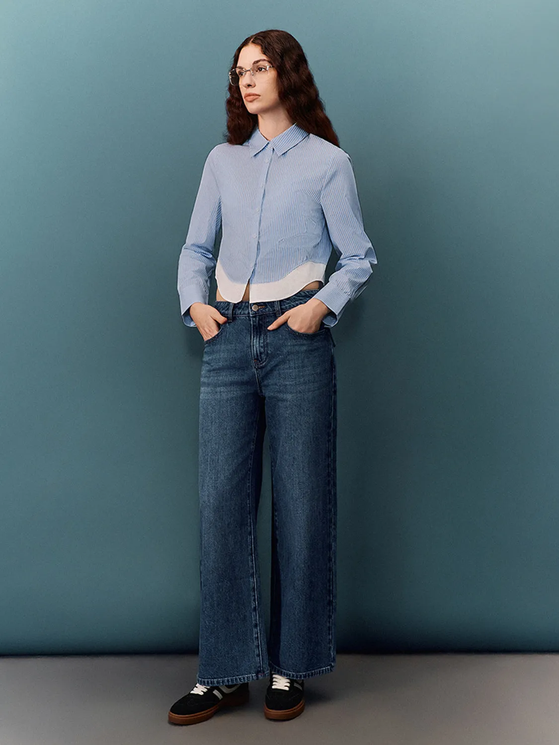 Striped Cropped Long Sleeve Shirts sold by Urban Revivo product image thumbnail 4