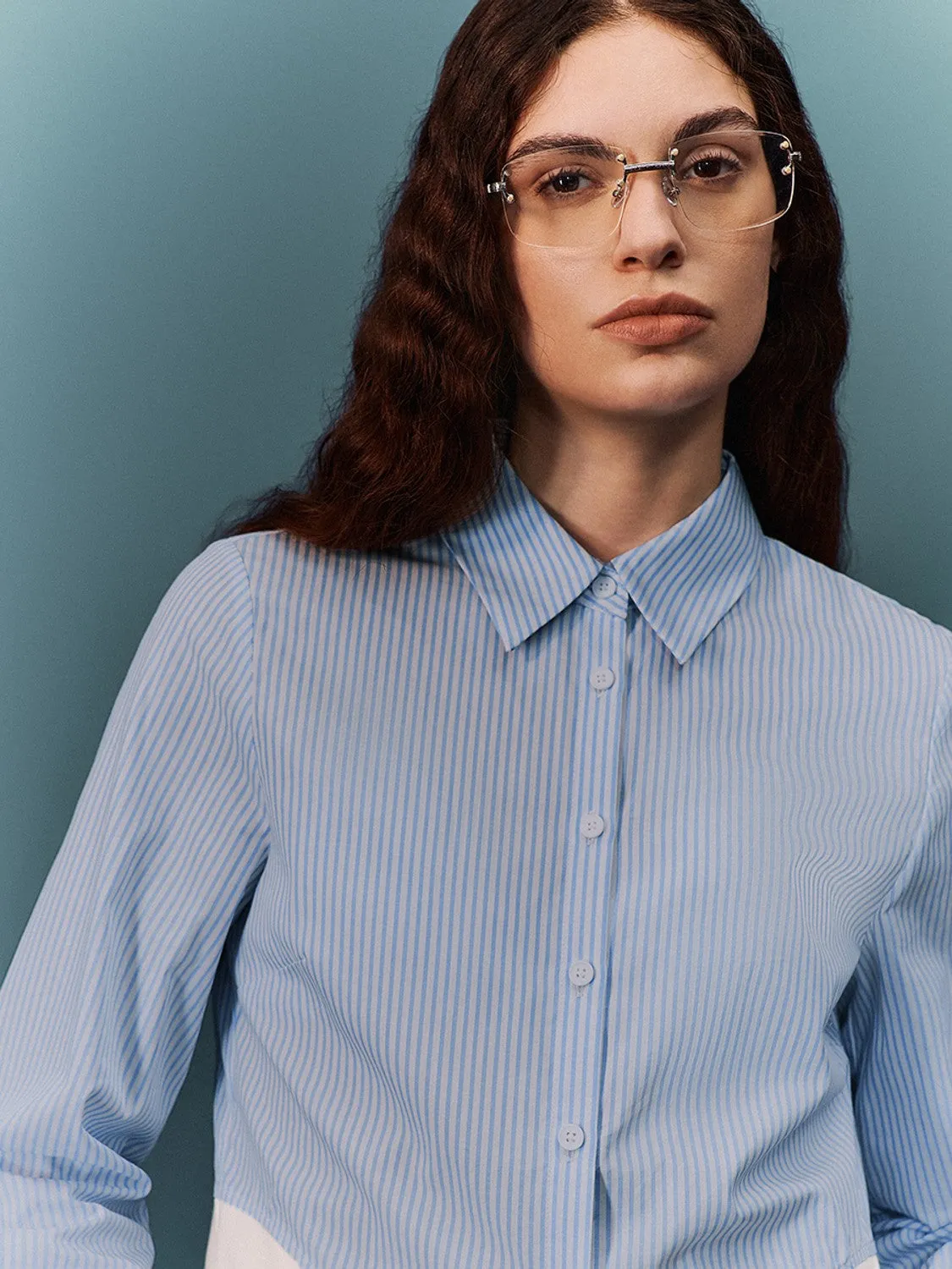 Striped Cropped Long Sleeve Shirts sold by Urban Revivo product image thumbnail 3