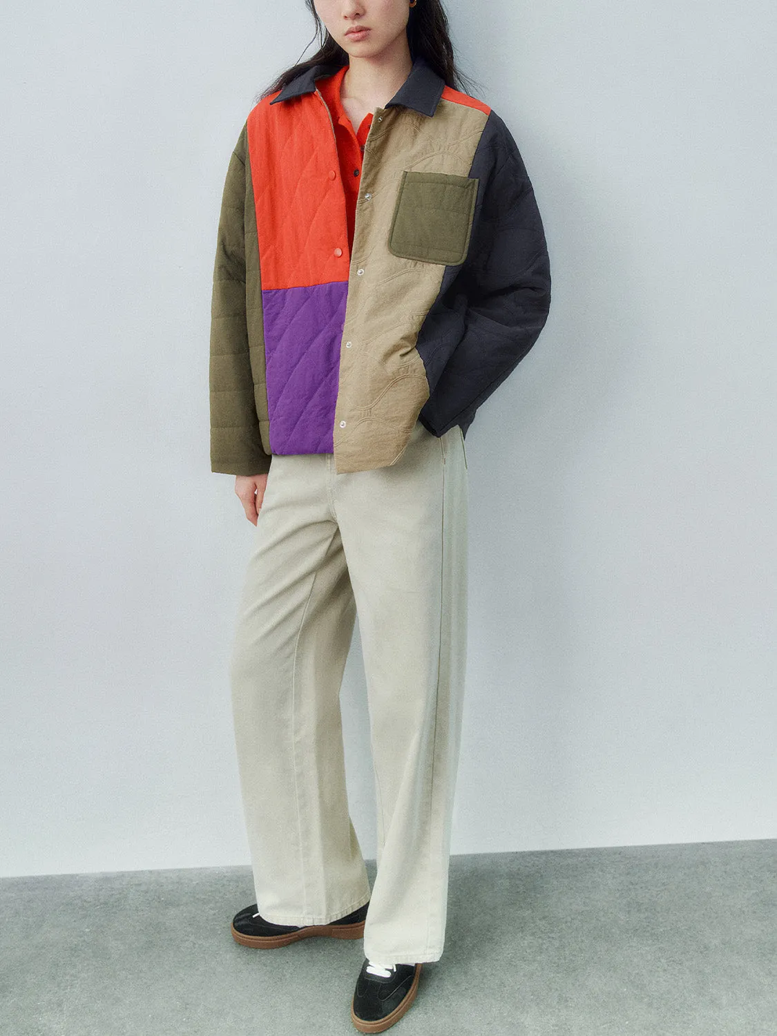 Patchwork Press Button Padded Coats sold by Urban Revivo product image thumbnail 4