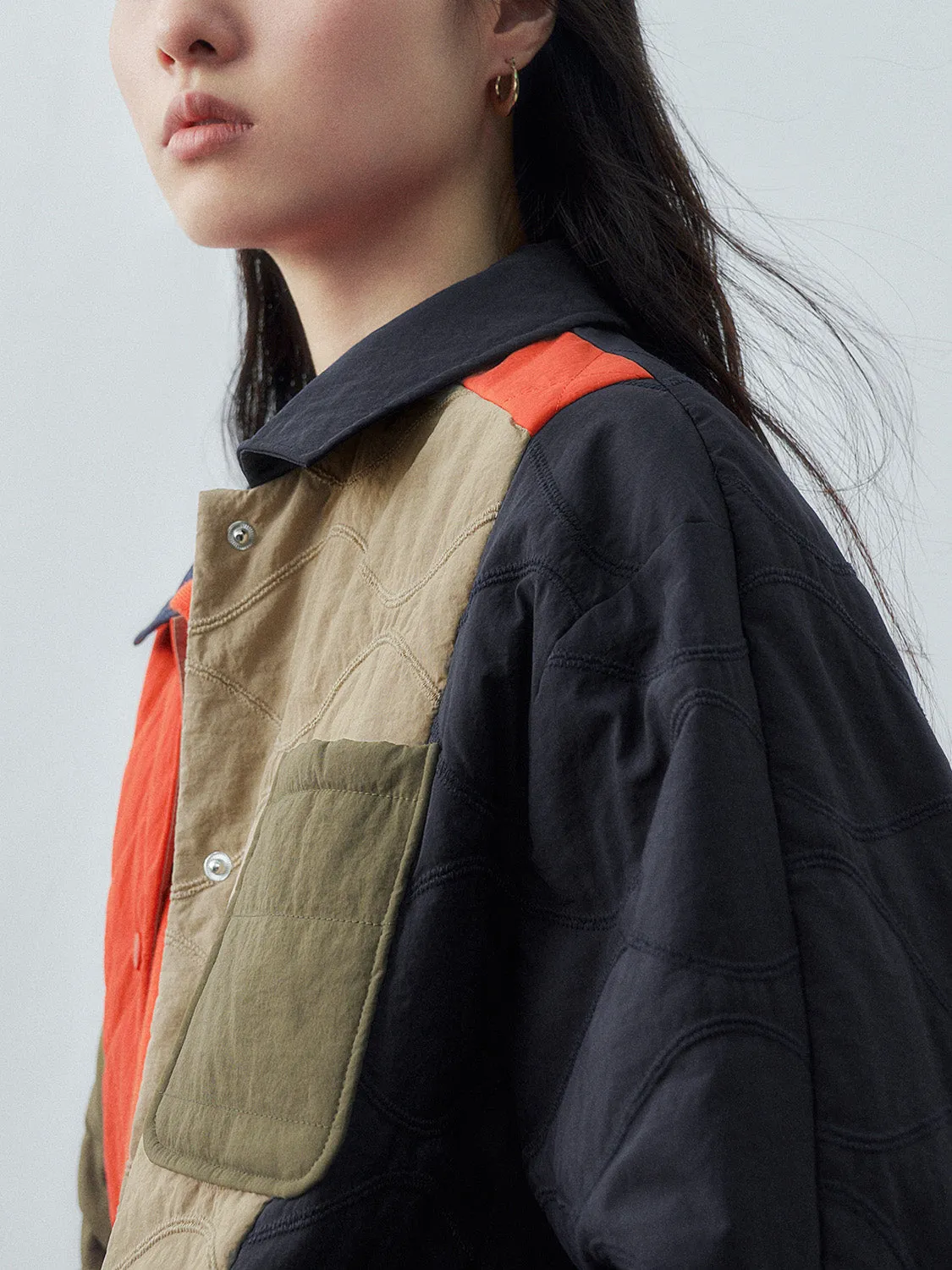 Patchwork Press Button Padded Coats sold by Urban Revivo product image thumbnail 5