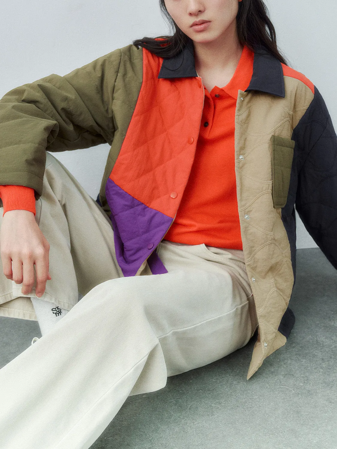 Patchwork Press Button Padded Coats sold by Urban Revivo product image thumbnail 2