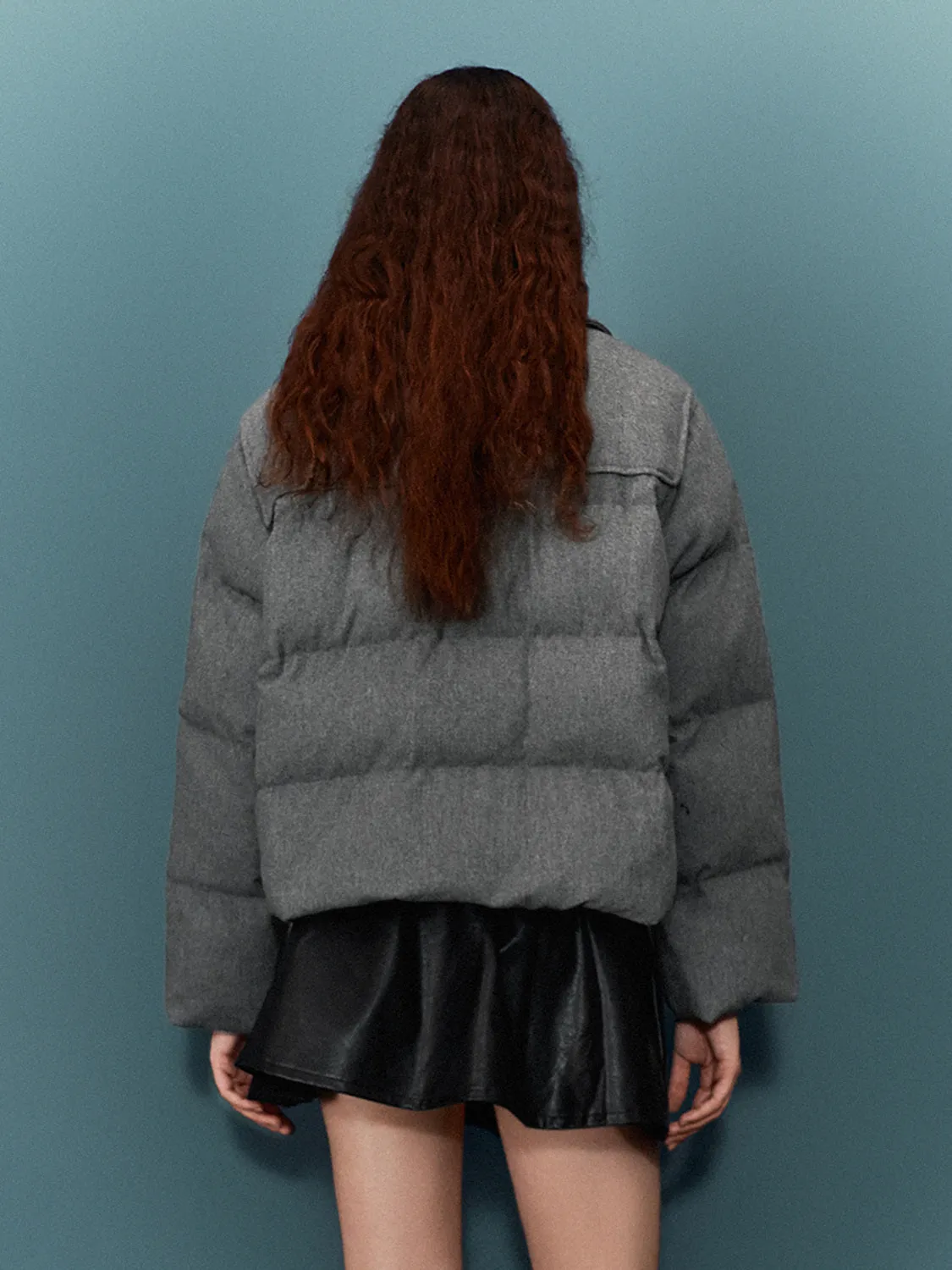 Cropped Loose Padded Wool Blend Coats sold by Urban Revivo product image thumbnail 3