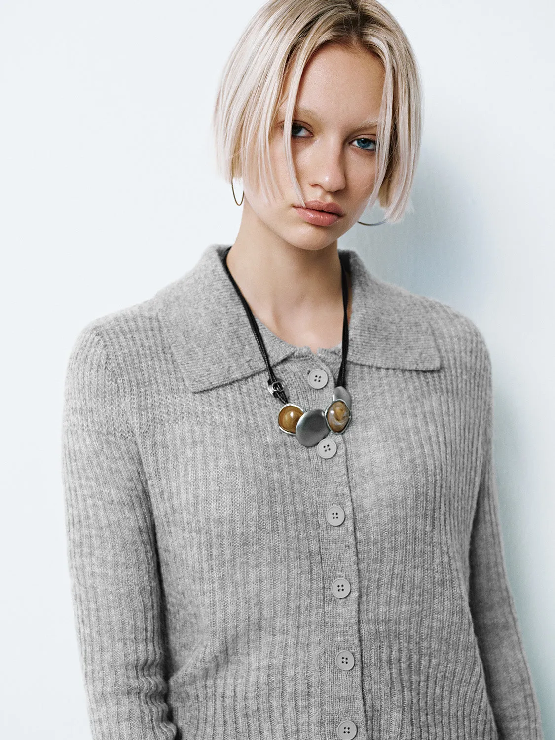 Button Up Shirt Collar Knitted Cardigans sold by Urban Revivo product image thumbnail 5