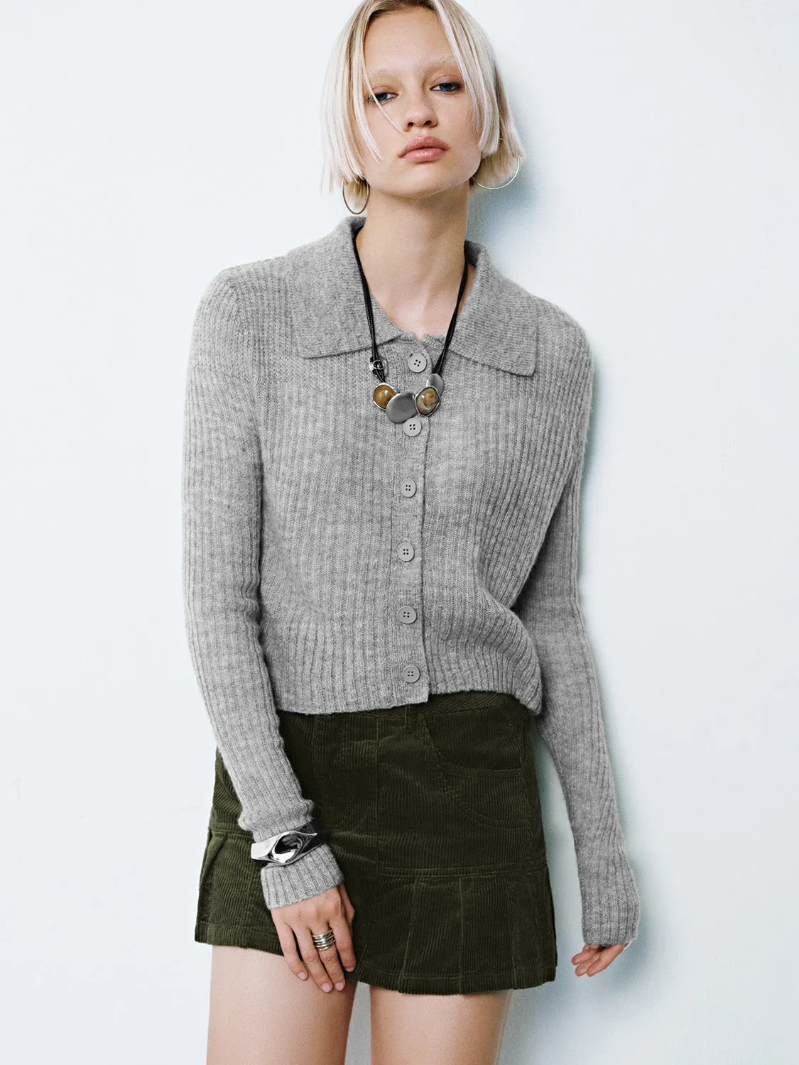 Button Up Shirt Collar Knitted Cardigans sold by Urban Revivo