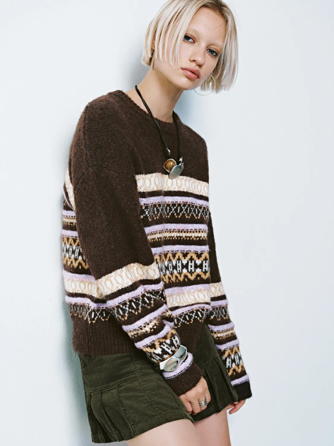 Fair Isle Crew Neck Knitted T-Shirts sold by Urban Revivo product image thumbnail 2