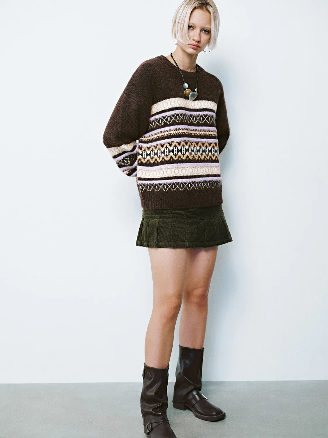 Fair Isle Crew Neck Knitted T-Shirts sold by Urban Revivo product image thumbnail 4