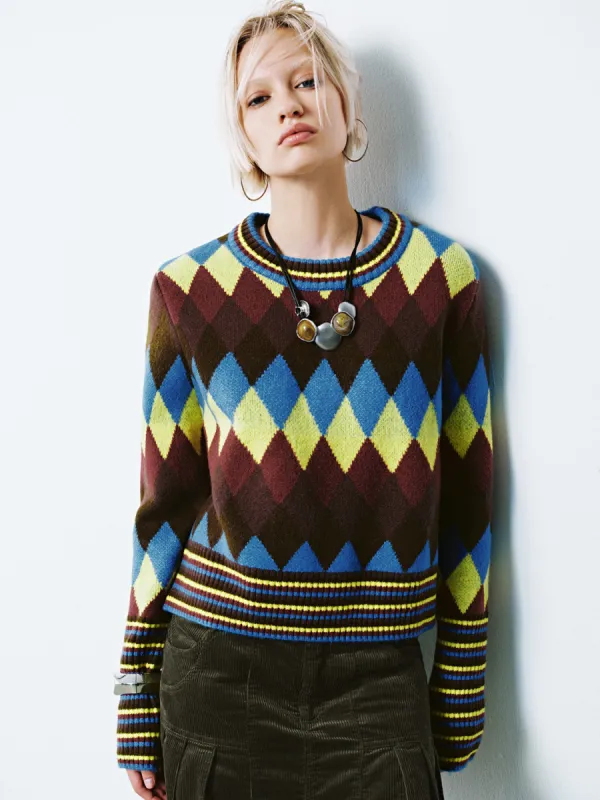 Rhombus Crew Neck Knitted T-Shirts sold by Urban Revivo