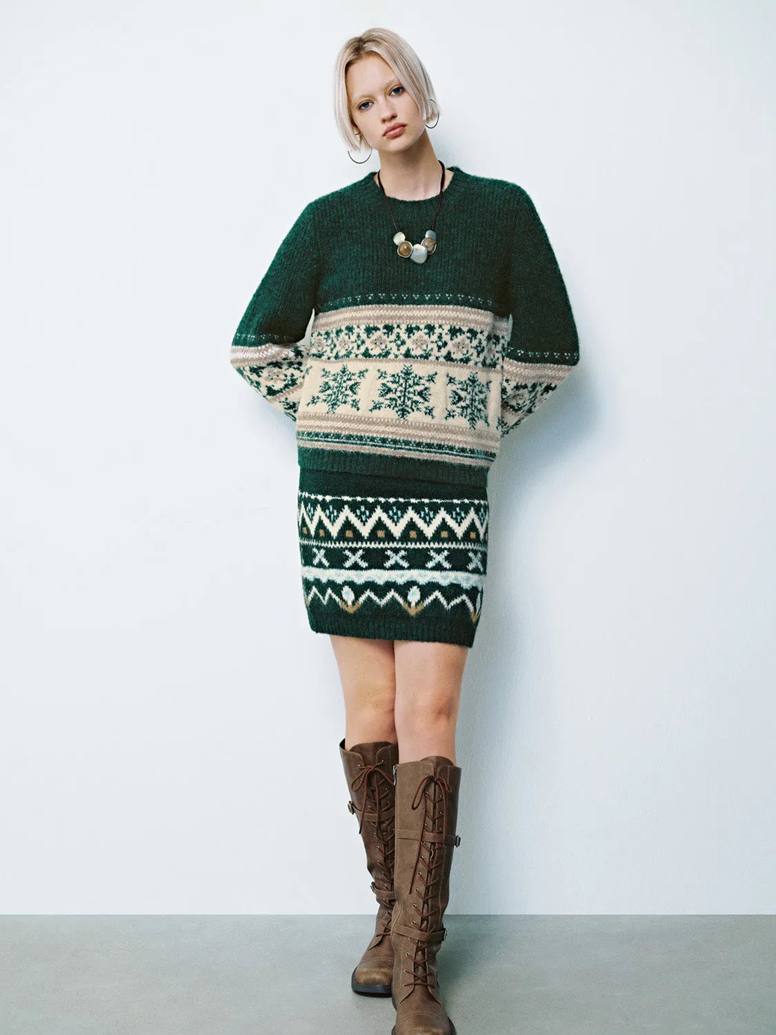 Fair Isle Straight Mini Knitted Skirts sold by Urban Revivo product image thumbnail 5
