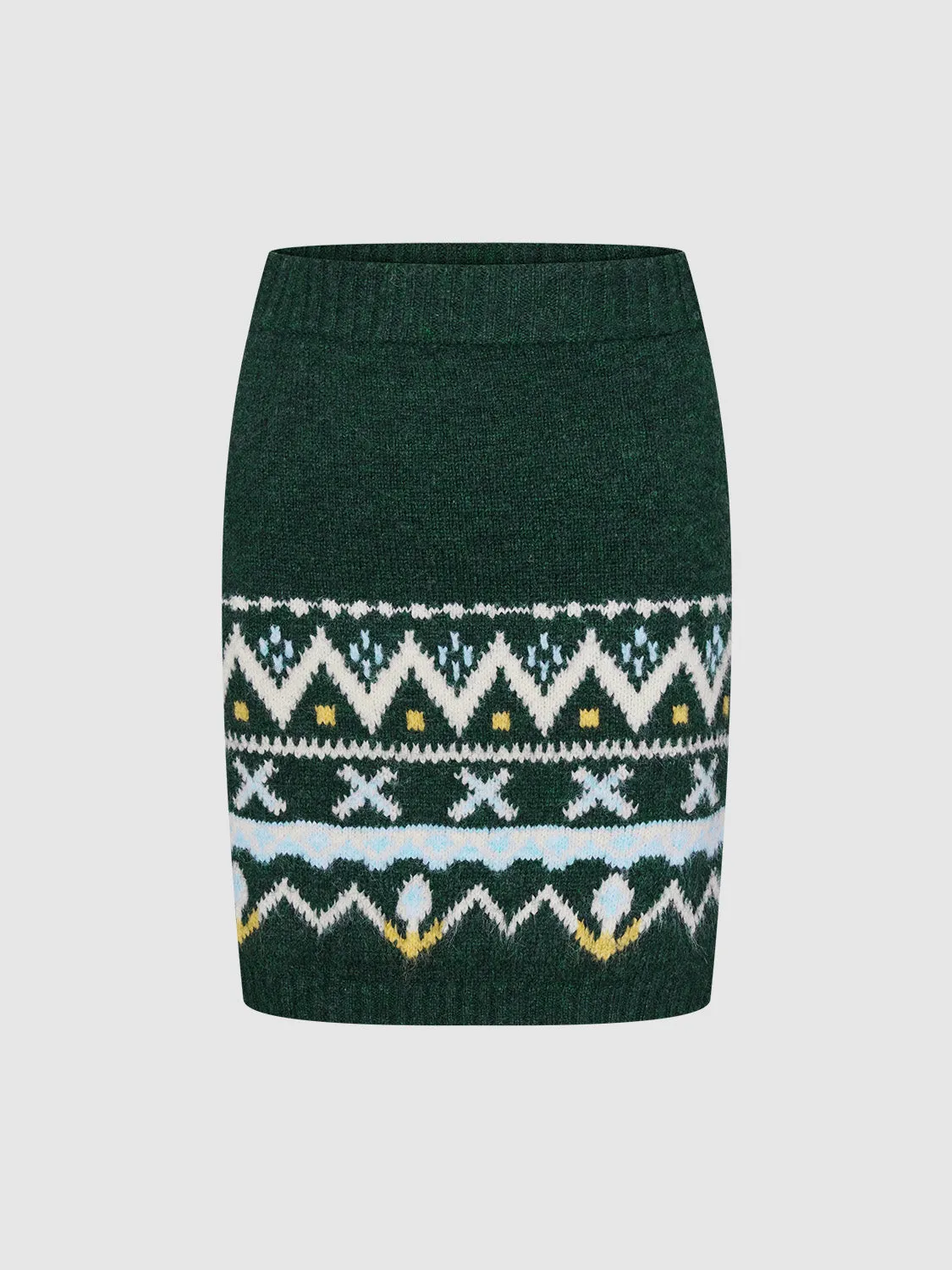 Fair Isle Straight Mini Knitted Skirts sold by Urban Revivo