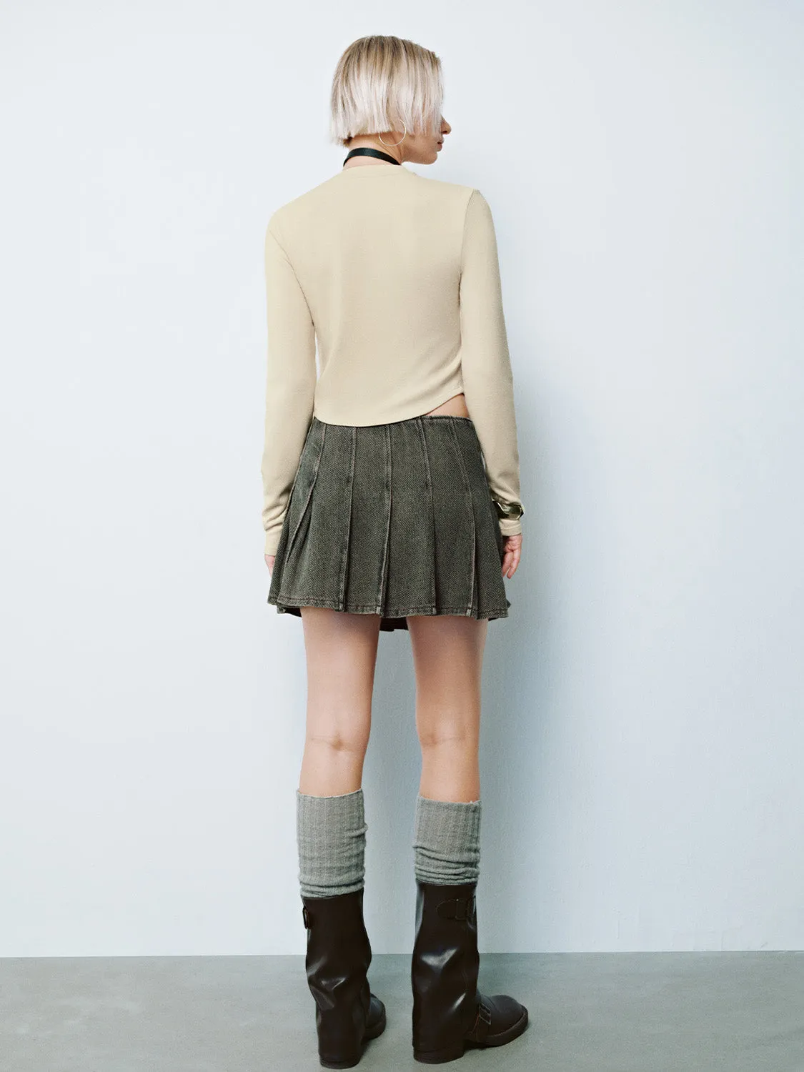 Pleated Denim Mini Skirts sold by Urban Revivo product image thumbnail 4