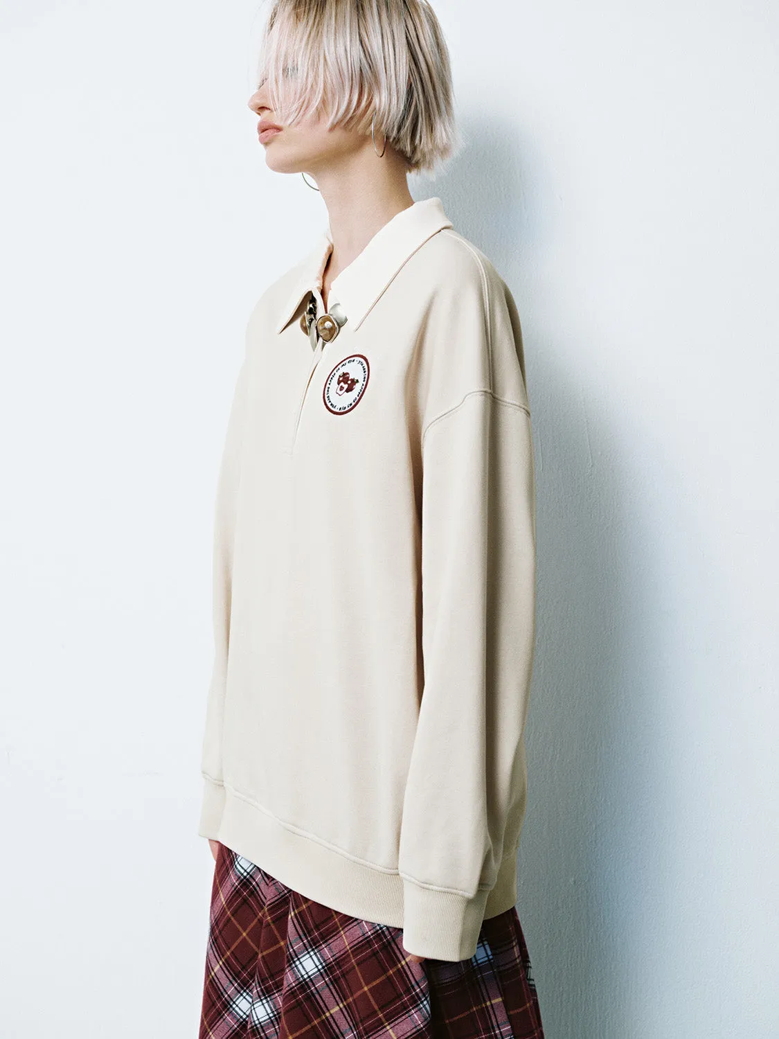 Button Half Placket Loose Sweatshirts sold by Urban Revivo product image thumbnail 2