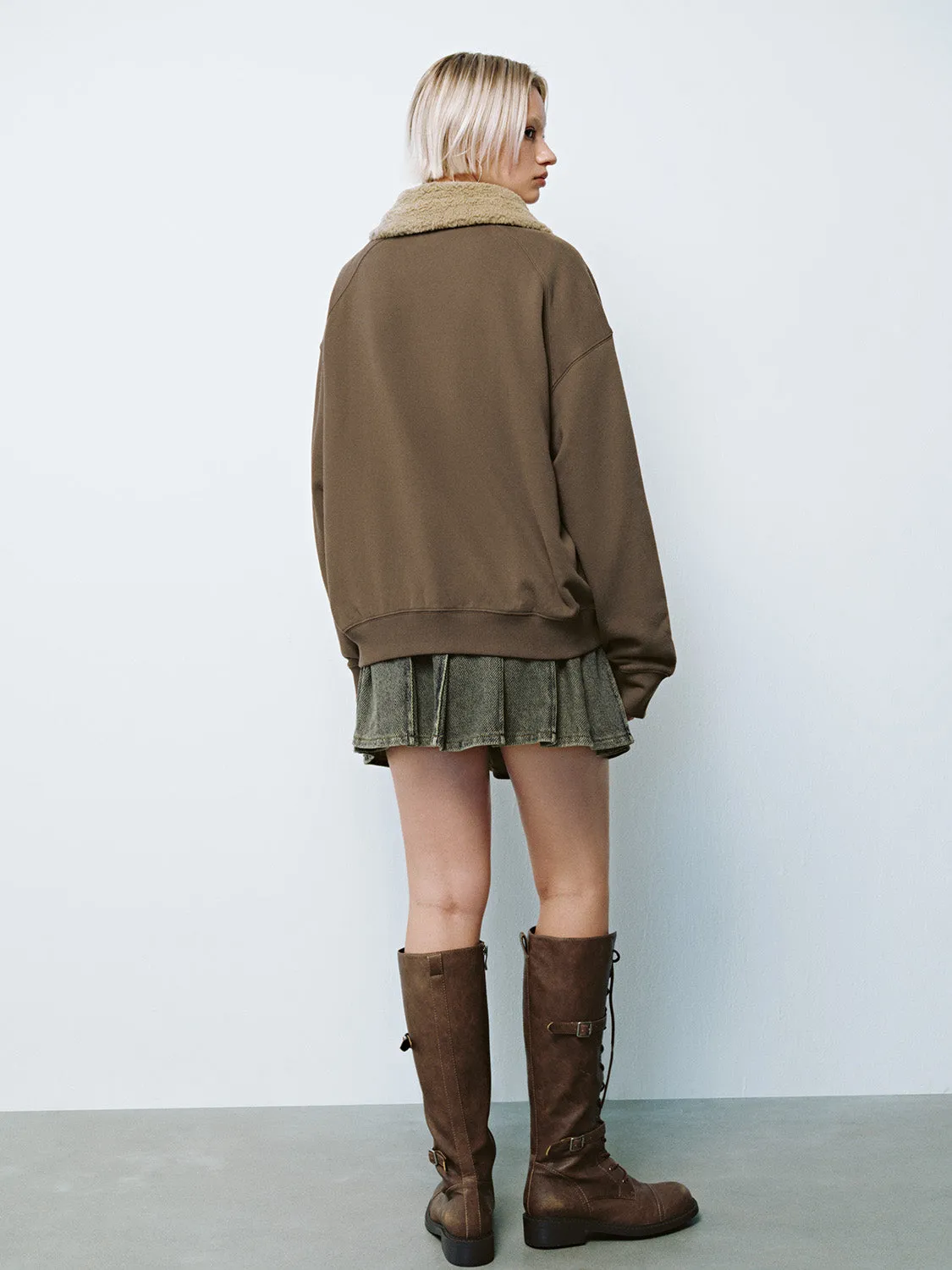 Zip Front Placket Loose Sweatshirts sold by Urban Revivo product image thumbnail 3