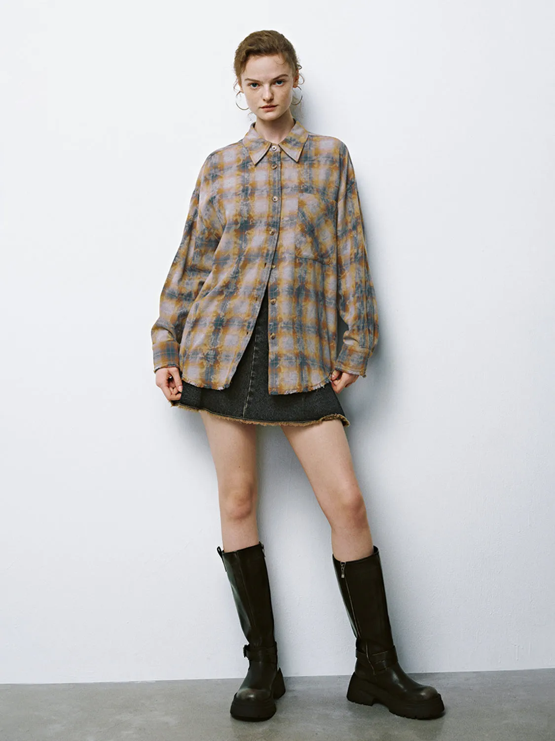Plaid Loose Long Sleeve Shirts sold by Urban Revivo product image thumbnail 4