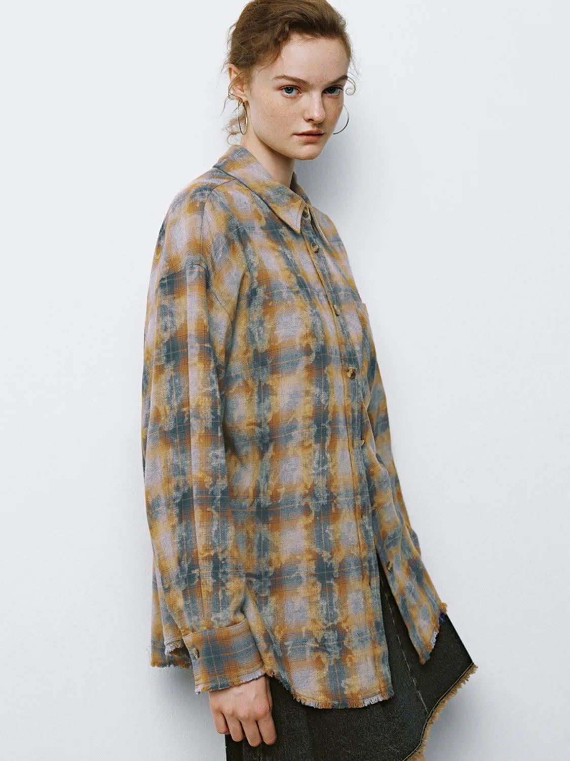 Plaid Loose Long Sleeve Shirts sold by Urban Revivo product image thumbnail 3