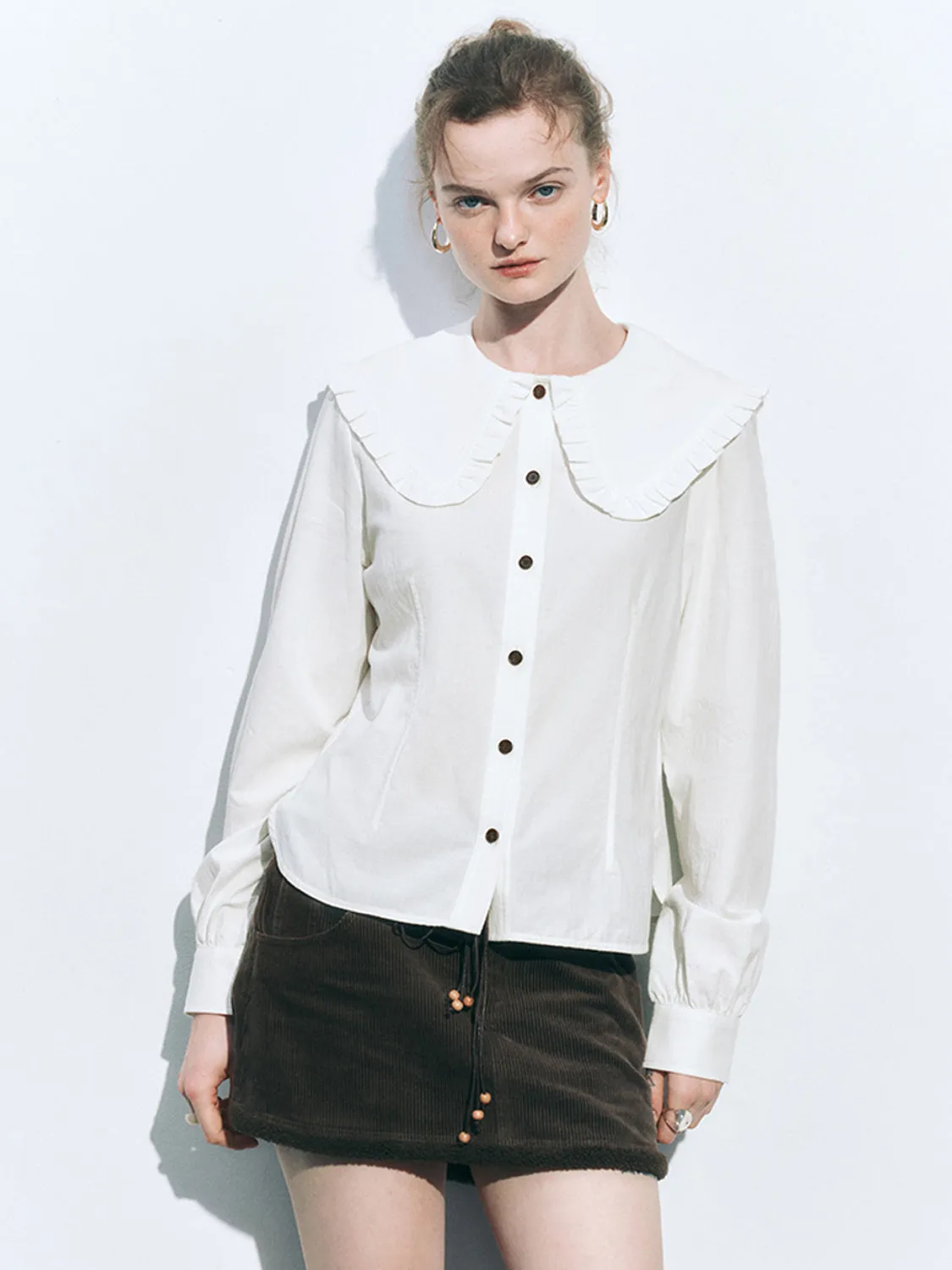 Ruffle Trim Long Sleeve Shirts sold by Urban Revivo