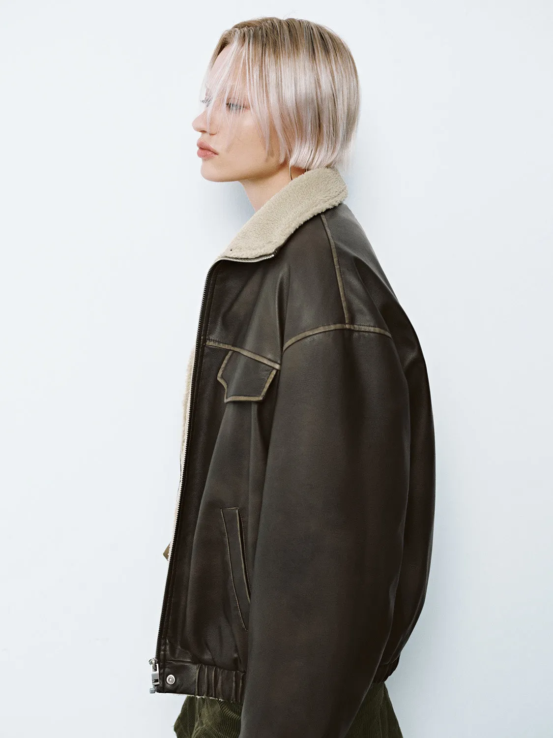 Leather Shearling Jackets sold by Urban Revivo product image thumbnail 2