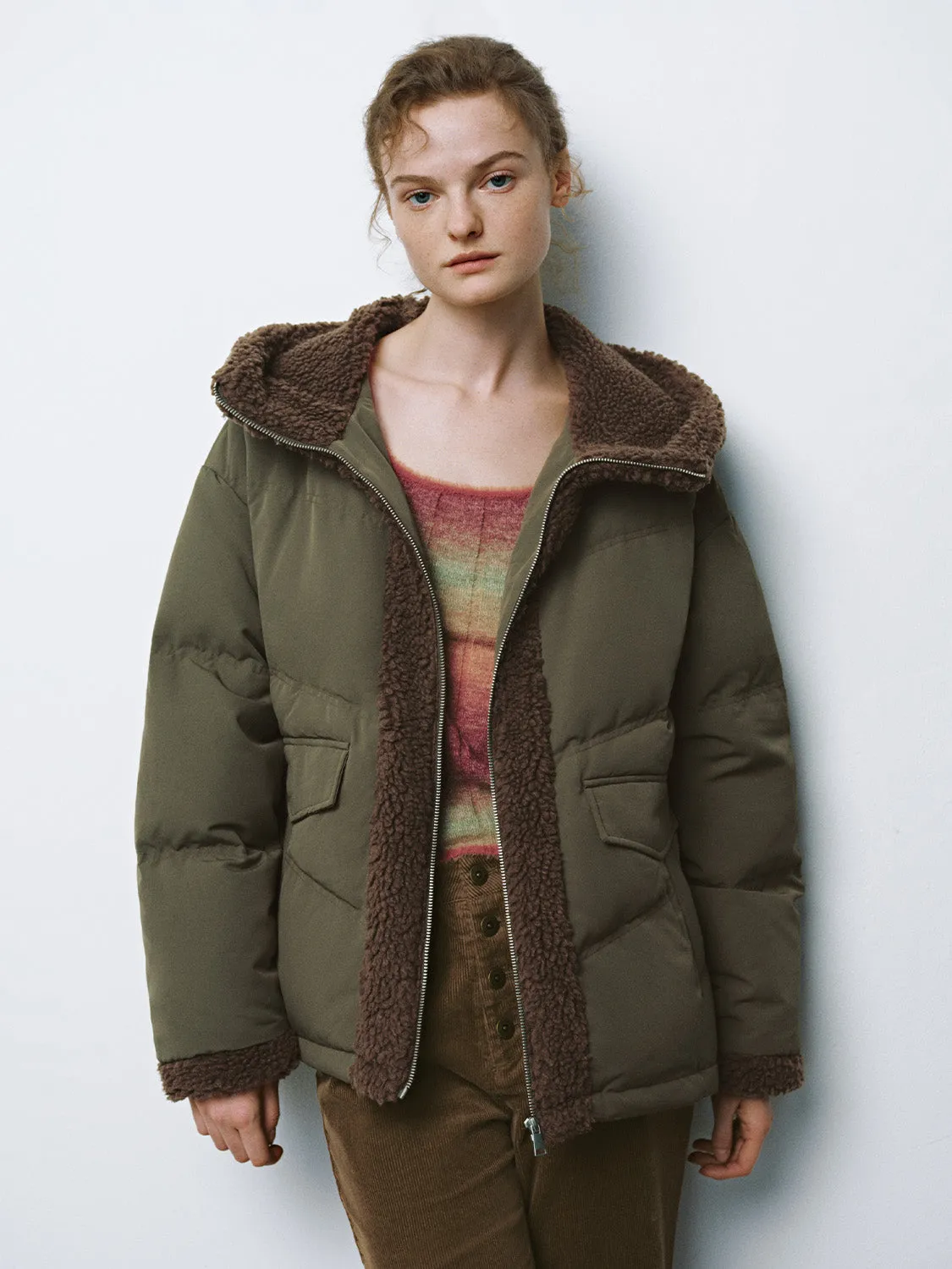 Quilted Down Puffer Shearling Jackets sold by Urban Revivo