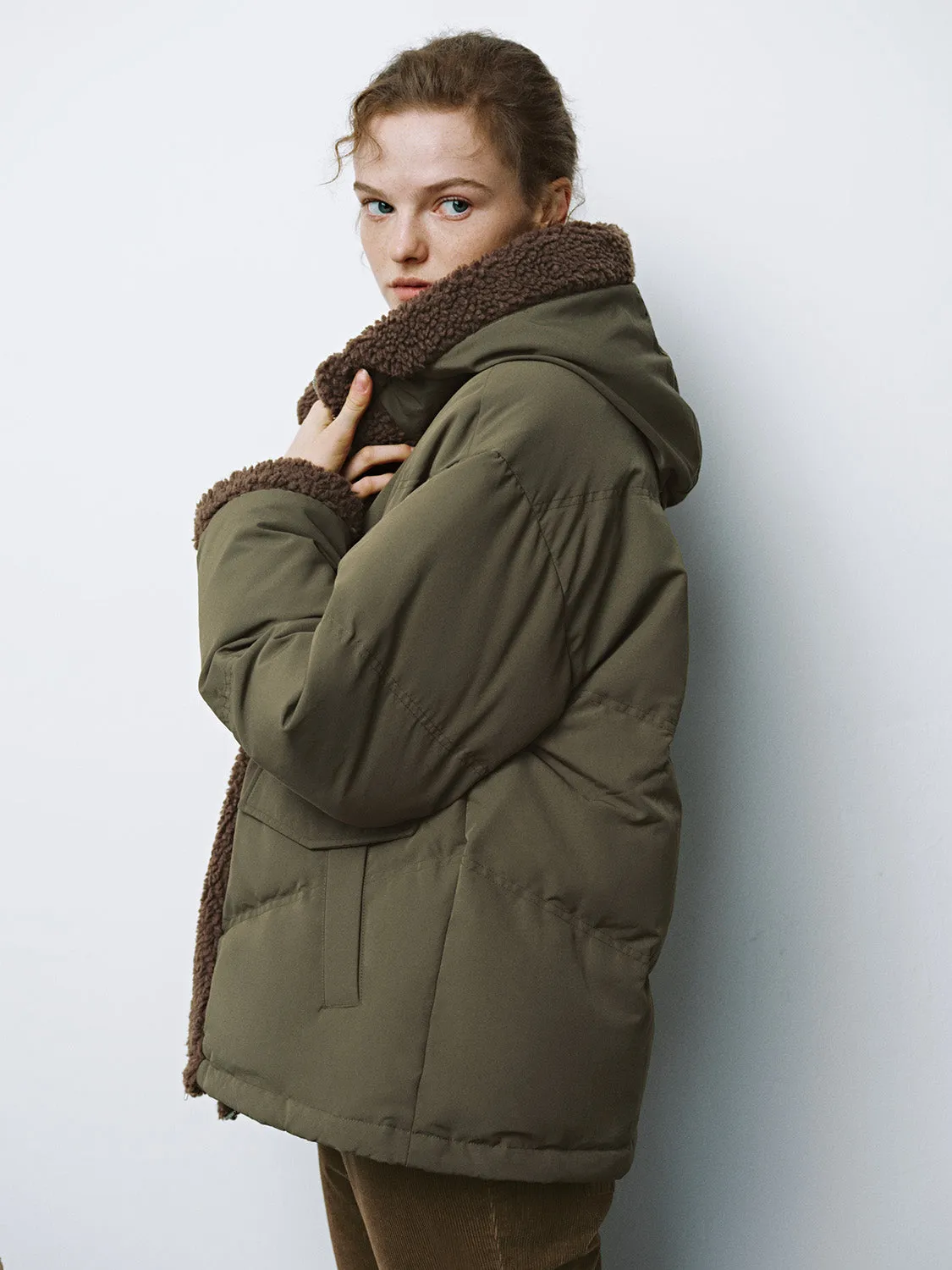 Quilted Down Puffer Shearling Jackets sold by Urban Revivo product image thumbnail 2