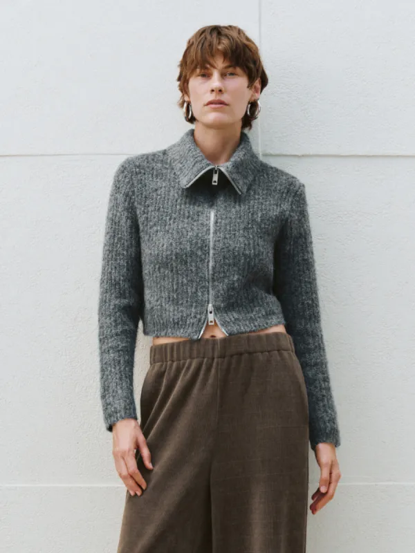 Cropped Zip Front Knitted Cardigans sold by Urban Revivo