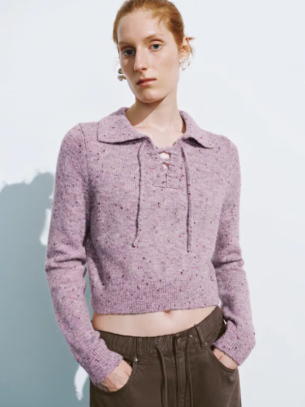 Cropped Lace-Up Knitted T-Shirts sold by Urban Revivo