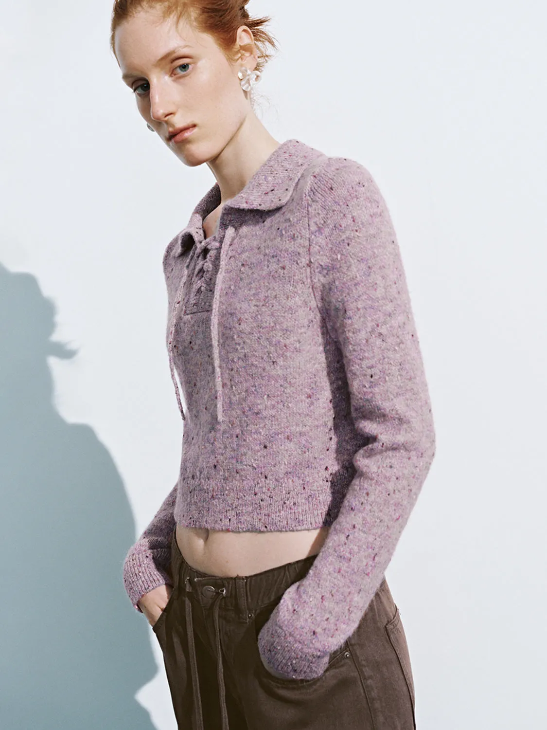 Cropped Lace-Up Knitted T-Shirts sold by Urban Revivo product image thumbnail 5