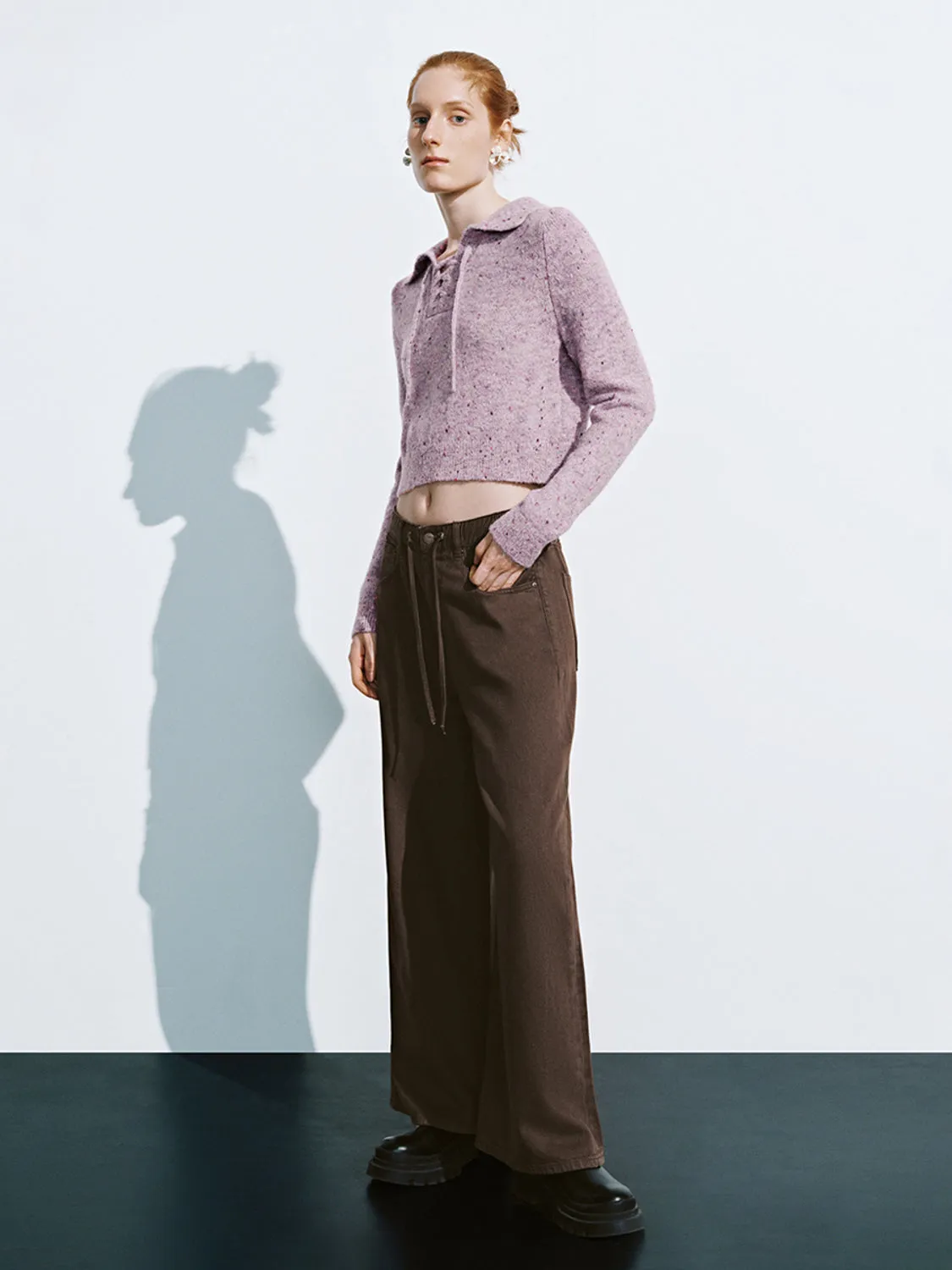 Cropped Lace-Up Knitted T-Shirts sold by Urban Revivo product image thumbnail 4