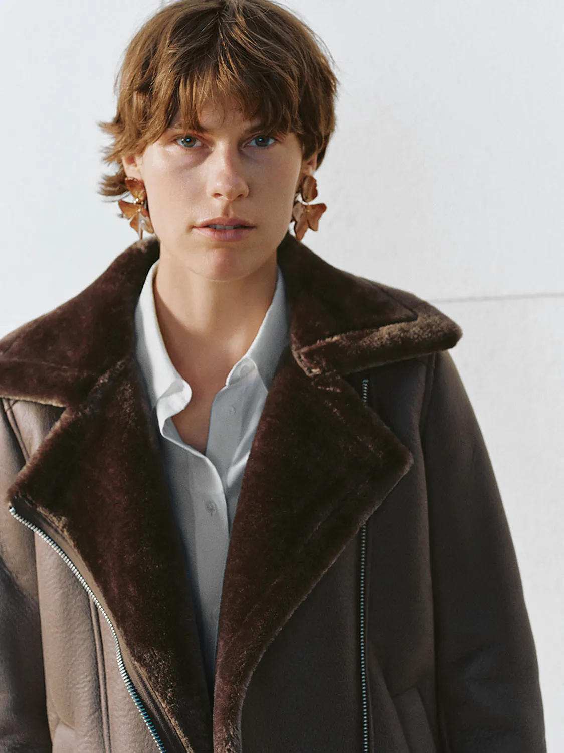 Leather Shearling Jackets sold by Urban Revivo product image thumbnail 5