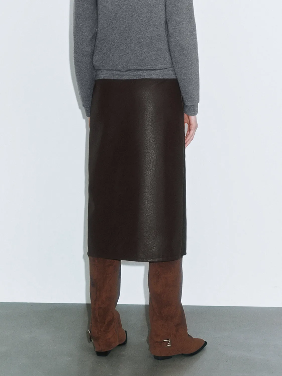 Midi Leather Straight Skirts sold by Urban Revivo product image thumbnail 3