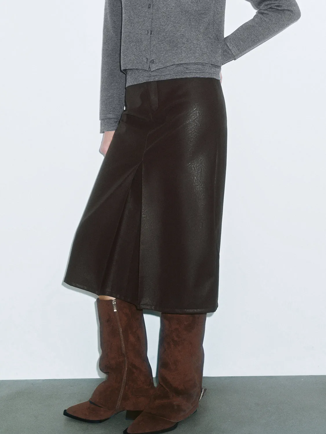 Midi Leather Straight Skirts sold by Urban Revivo product image thumbnail 2