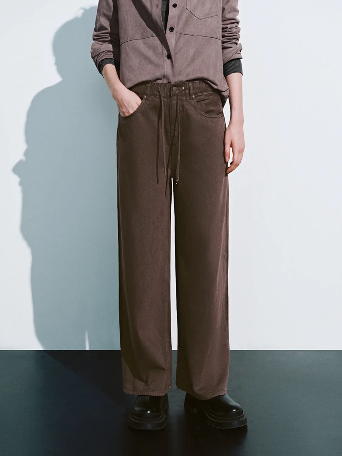 Drawstring Straight Denim Jeans sold by Urban Revivo product image thumbnail 2