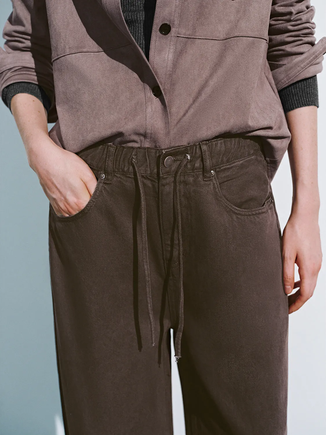 Drawstring Straight Denim Jeans sold by Urban Revivo product image thumbnail 4