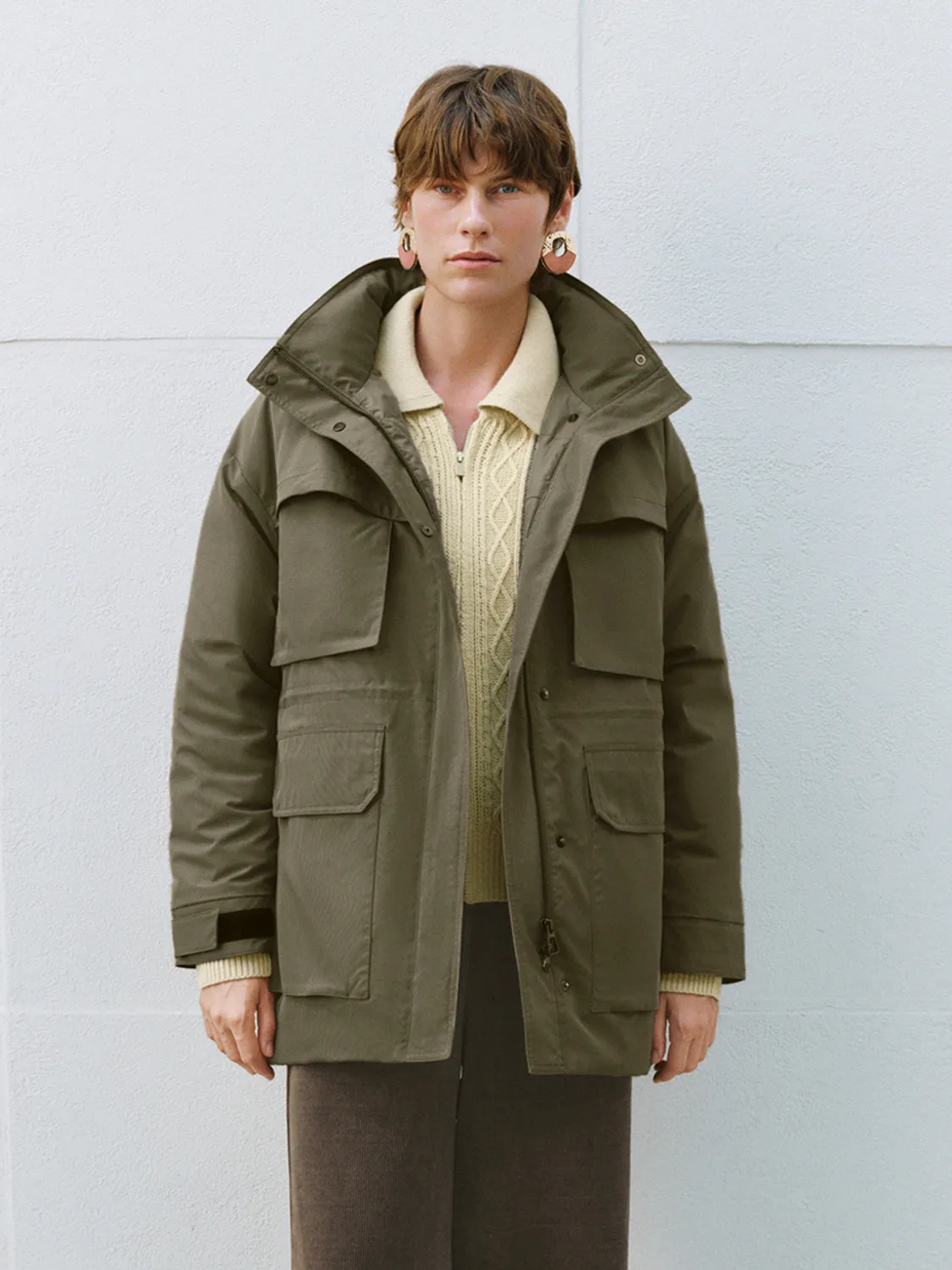 Multi Pockets Hoodie Down Outerwear sold by Urban Revivo