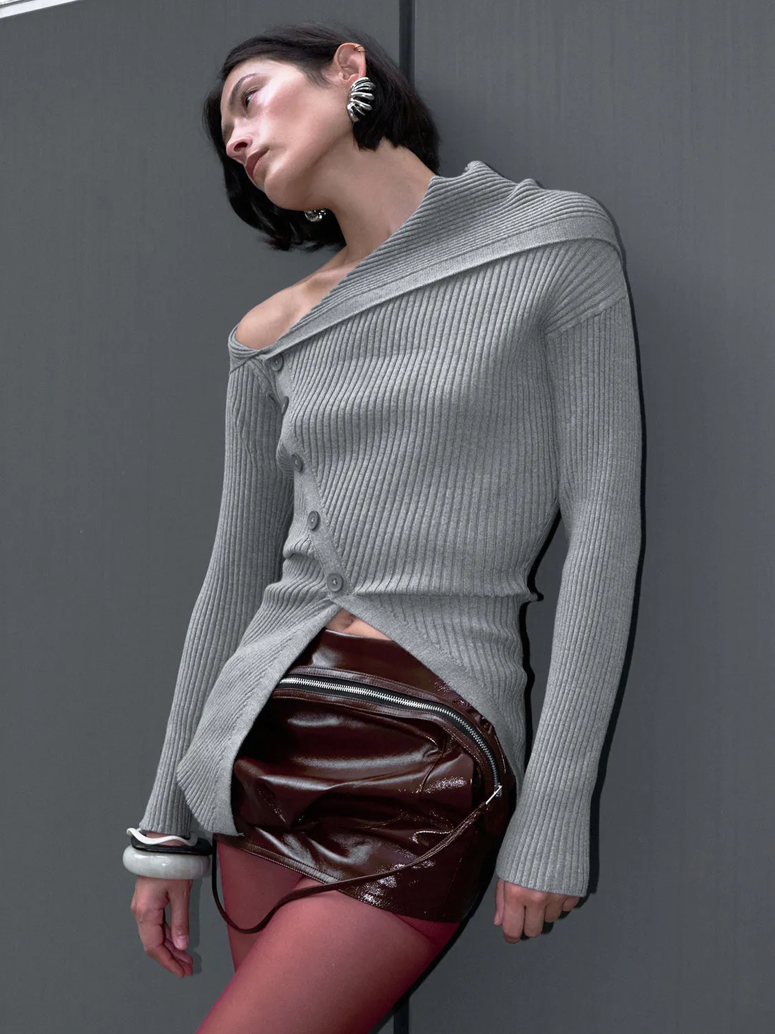 One Shoulder Skinny Knitted T-Shirts sold by Urban Revivo product image thumbnail 2