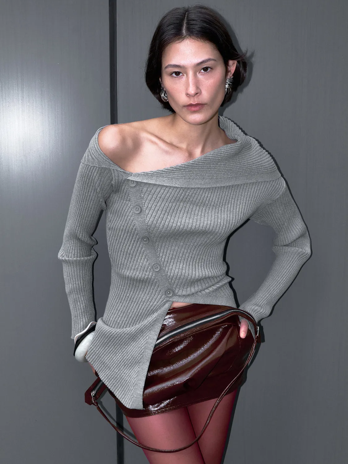 One Shoulder Skinny Knitted T-Shirts sold by Urban Revivo