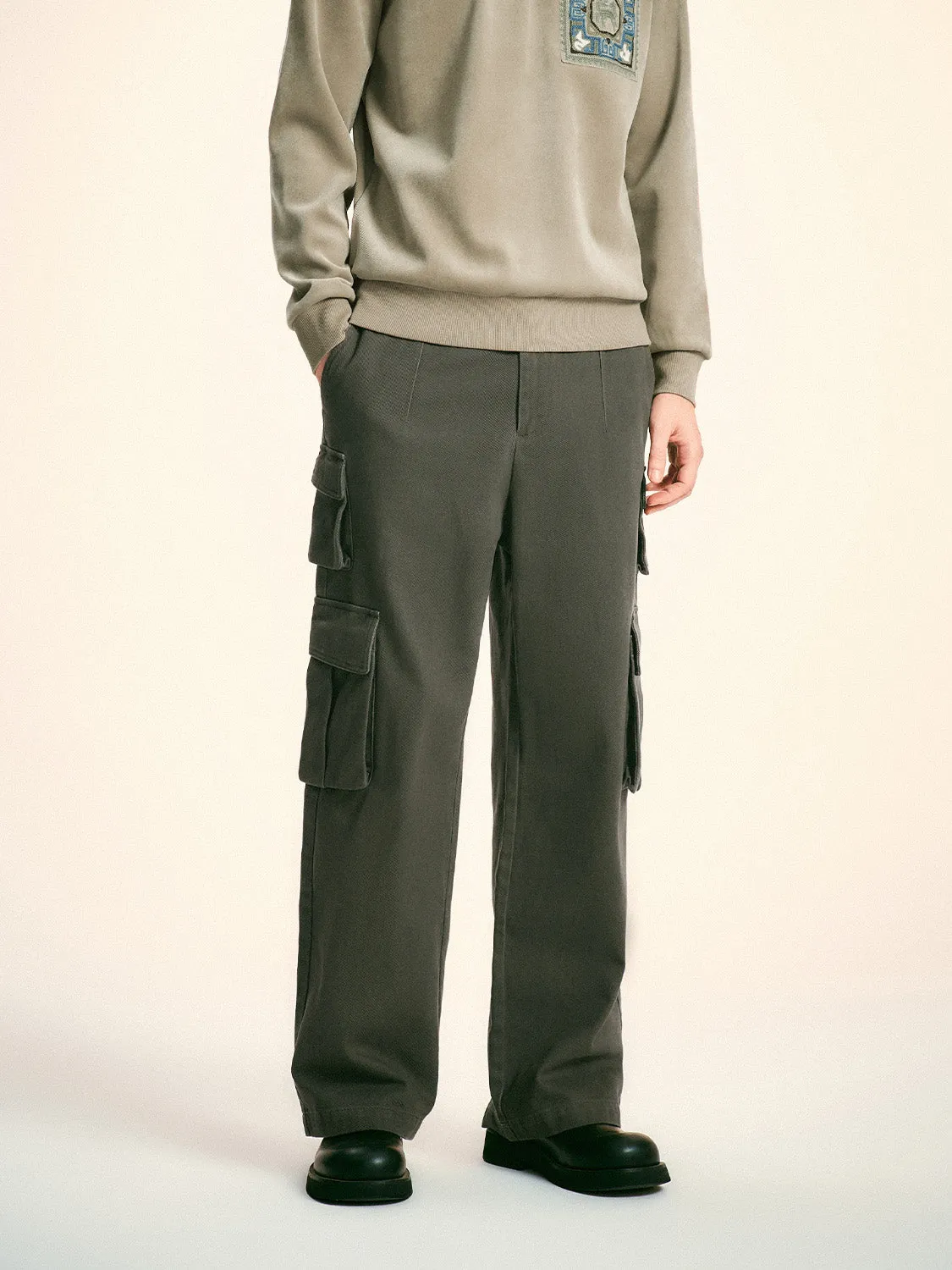 Flap Pocket Wide-Leg Pants sold by Urban Revivo product image thumbnail 3