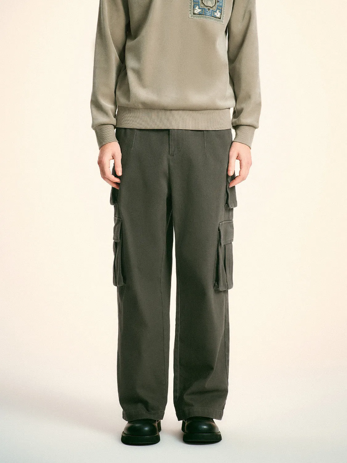 Flap Pocket Wide-Leg Pants sold by Urban Revivo product image thumbnail 2