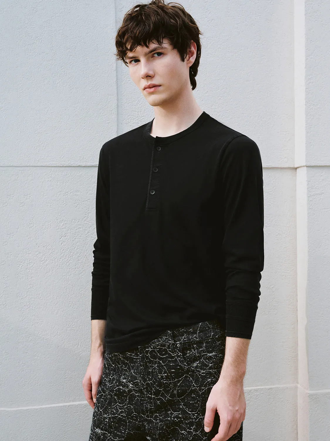 Button Half Placket Long Sleeve T-Shirts sold by Urban Revivo product image thumbnail 5