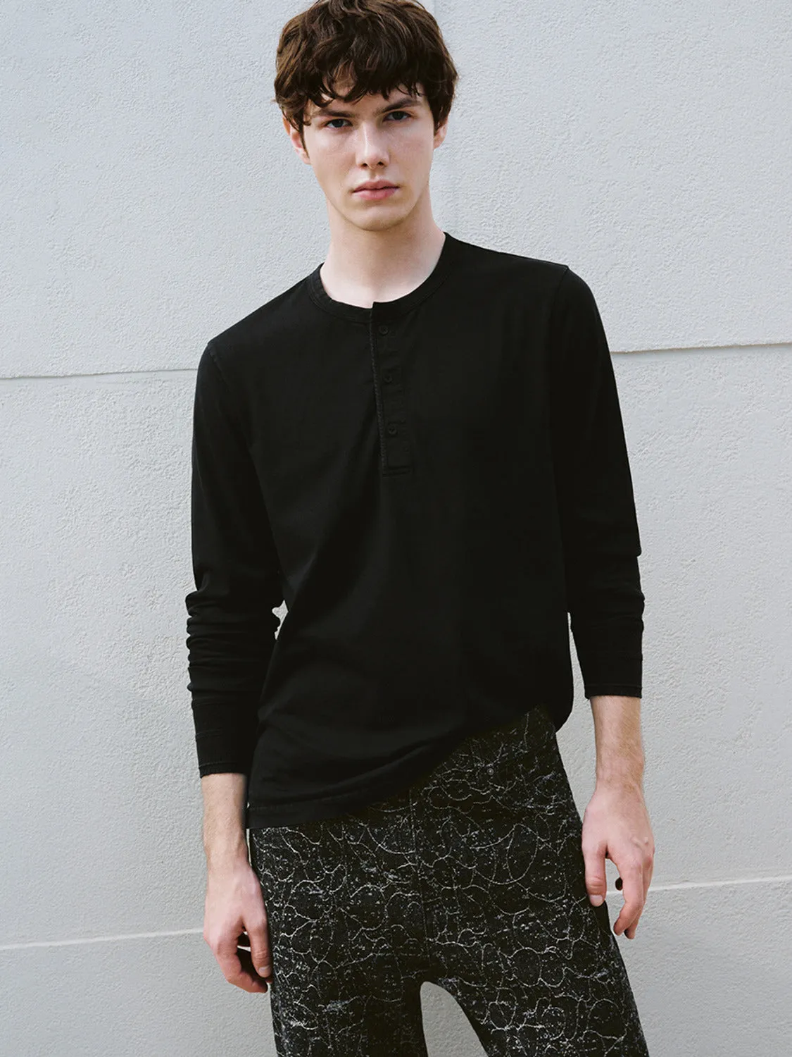 Button Half Placket Long Sleeve T-Shirts sold by Urban Revivo product image thumbnail 4