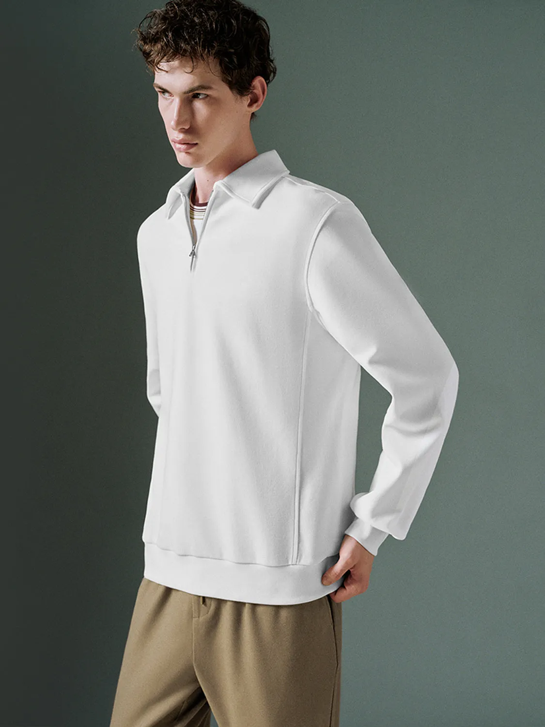 Zip Half Placket Sweatshirts sold by Urban Revivo product image thumbnail 5