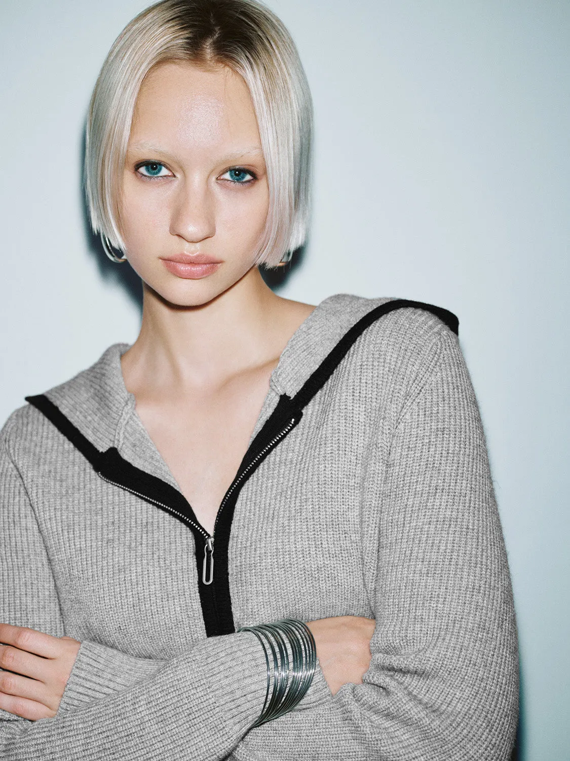 Zip Up Front Hoodie Knitted Cardigans sold by Urban Revivo product image thumbnail 5