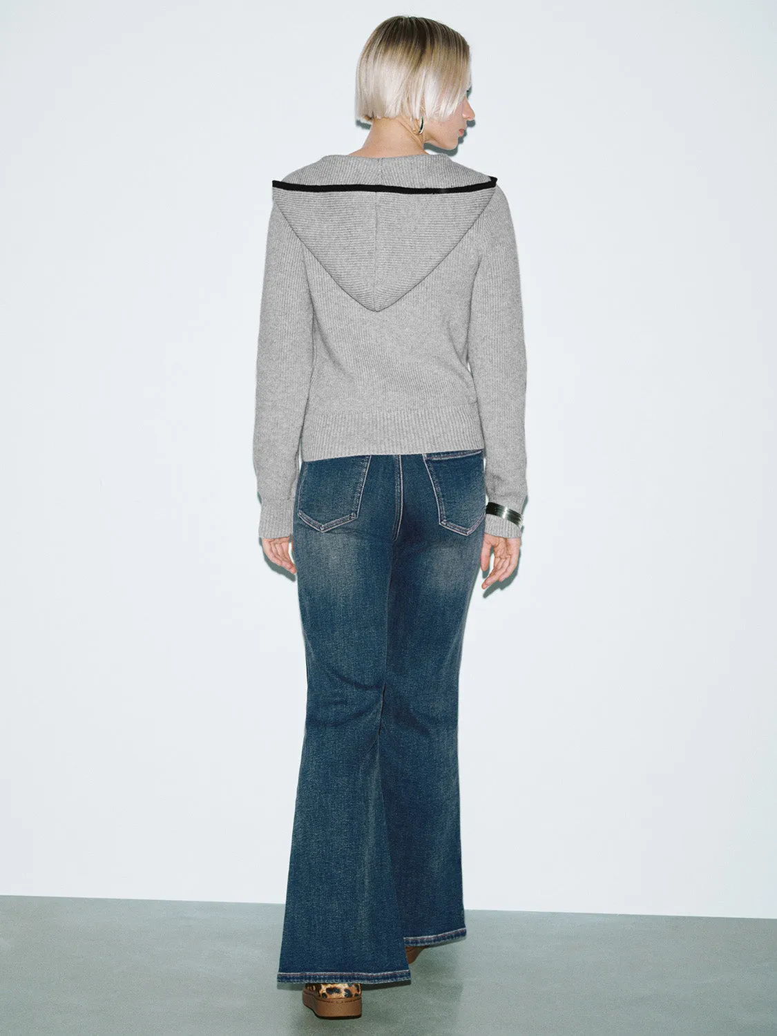 Zip Up Front Hoodie Knitted Cardigans sold by Urban Revivo product image thumbnail 3