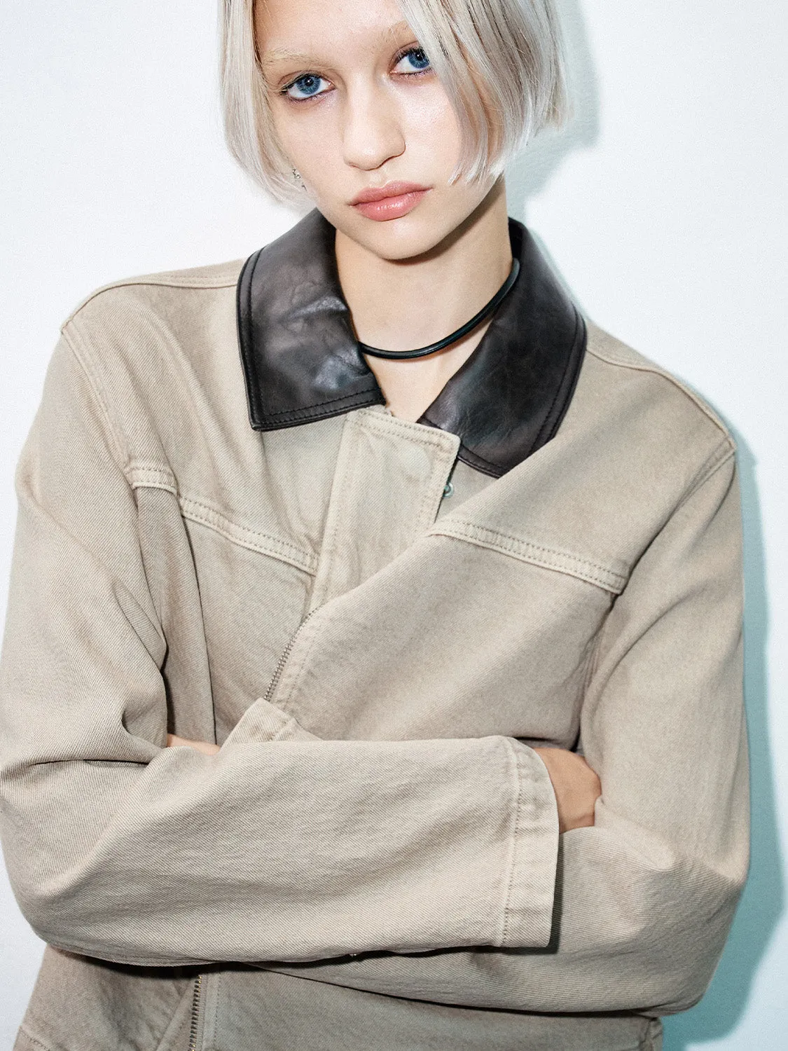 Leather Collar Denim Jackets sold by Urban Revivo product image thumbnail 5