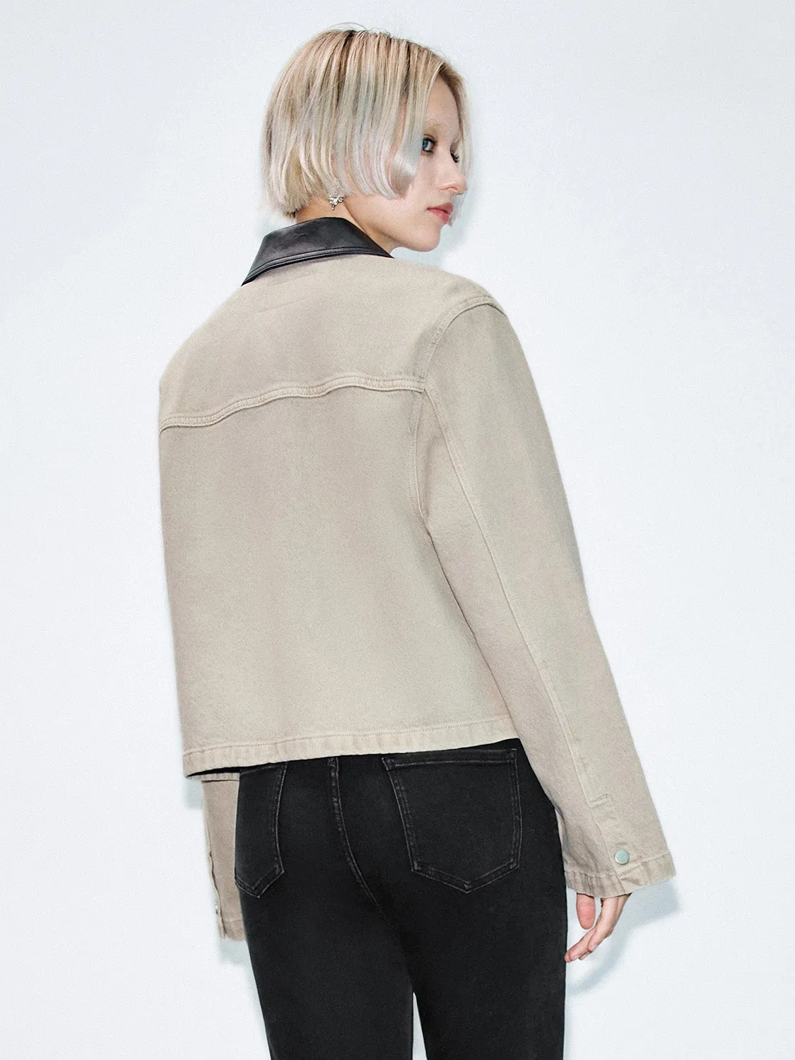 Leather Collar Denim Jackets sold by Urban Revivo product image thumbnail 3