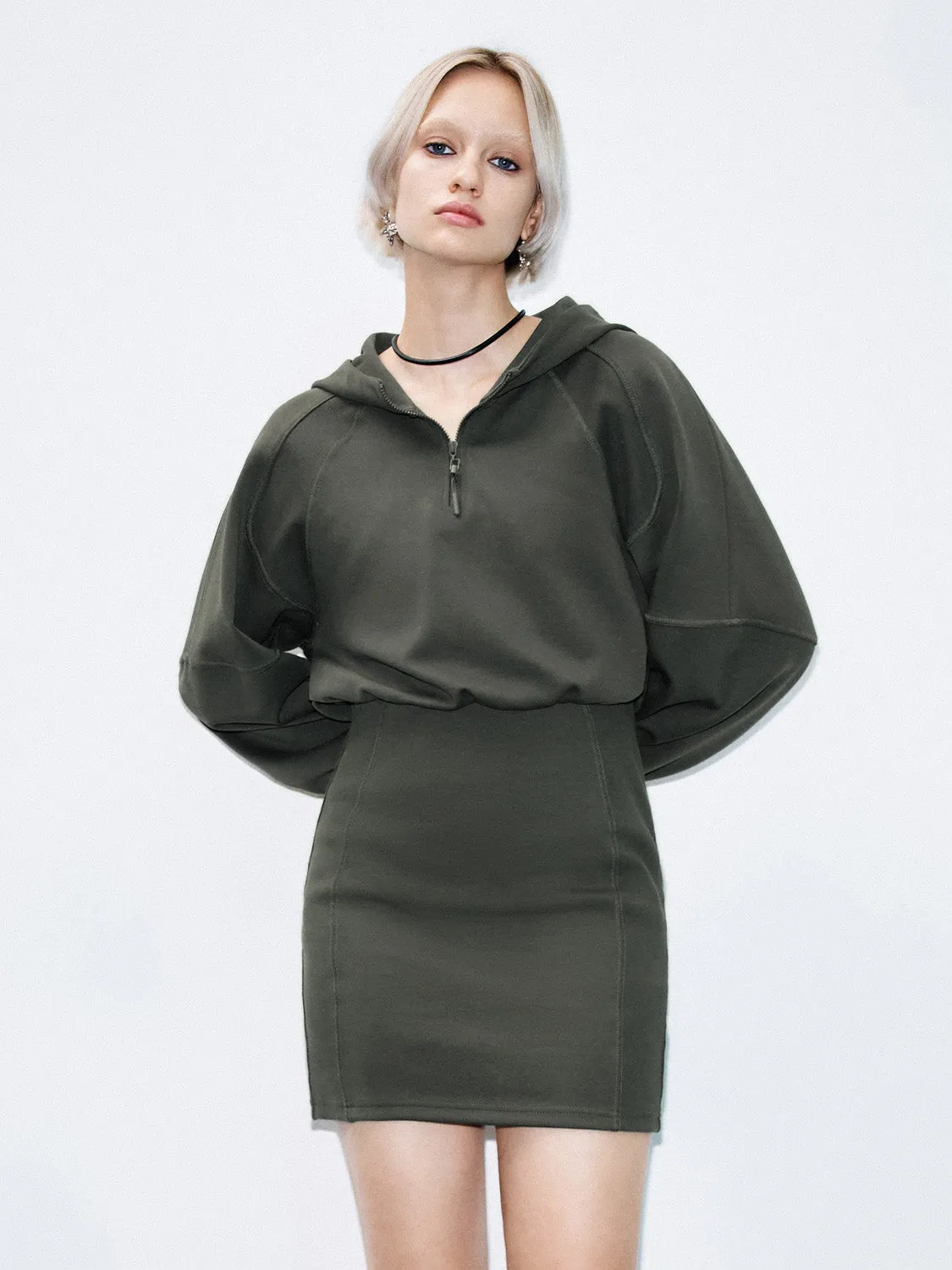 Zip Half Placket Loose Dresses sold by Urban Revivo