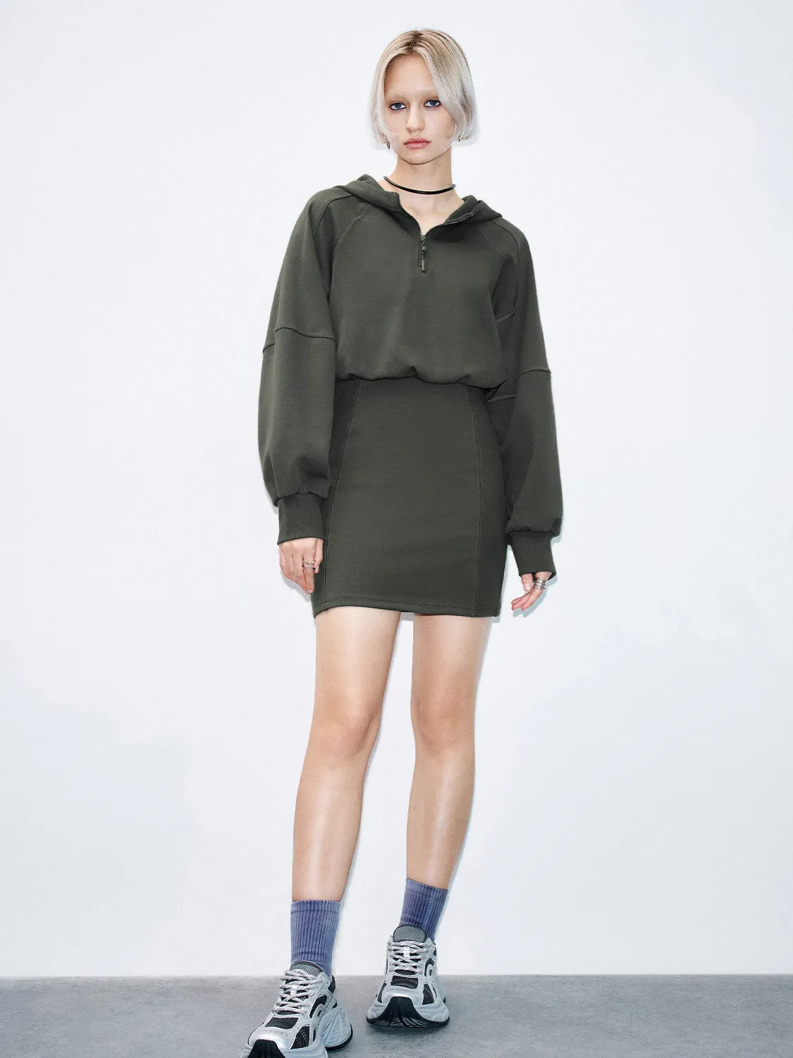 Zip Half Placket Loose Dresses sold by Urban Revivo product image thumbnail 4
